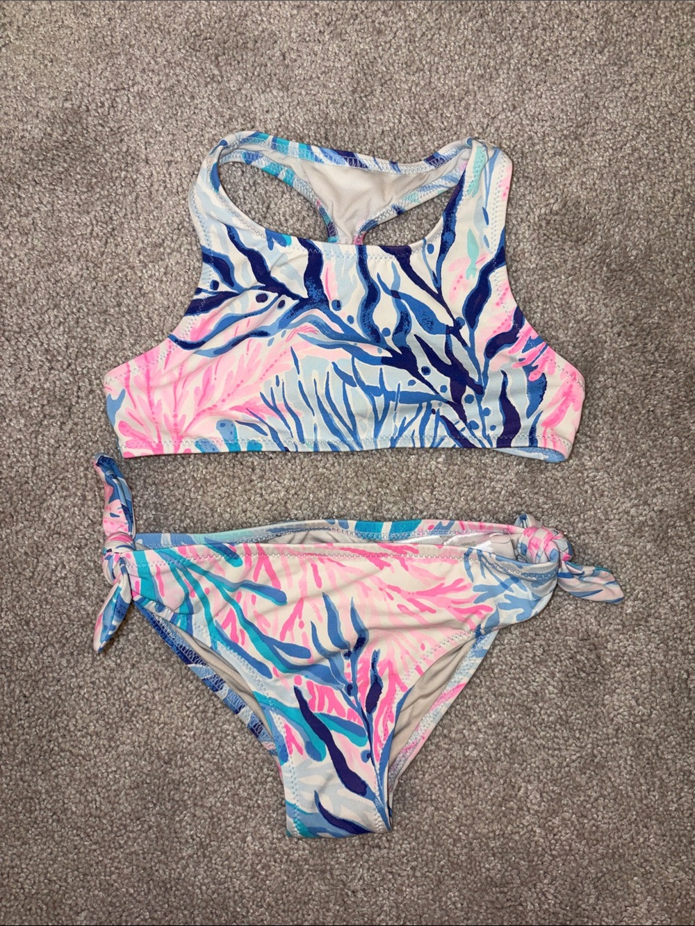 Lilly Pulitzer Pink & Blue Racerback Sea-Print Bikini Set